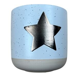 Speckled Ceramic Canister with Gold Star and Wood Lid - NWT